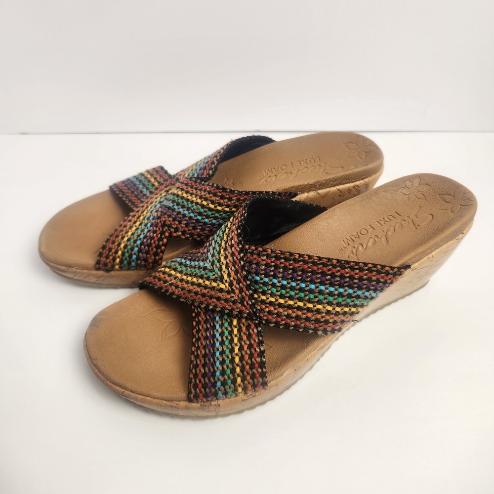 Skechers Women's Cali Beverlee Delighted Wedge‎ Multicolor Sandals Size 8